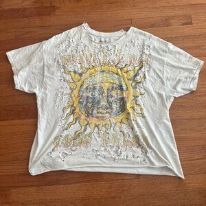 Distressed White Graphic Tee